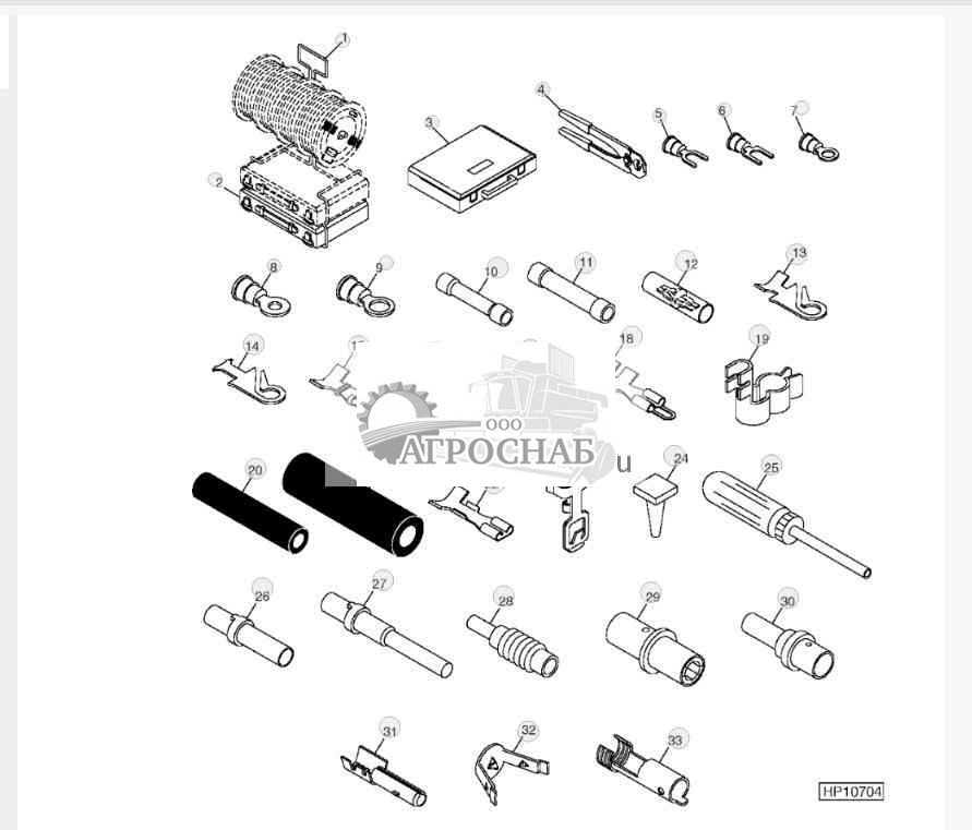 Клемма и комплект жгута проводов 